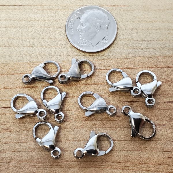 Stainless Steel Lobster Clasps 18-20SWG – 1.5mm – 18-20SWG – 10pcs / Silver