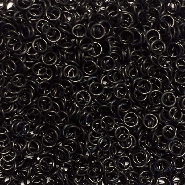 Black Anodized Aluminum jump rings in 14 SWG, 5/16 inch ID, 1/2 lb (8 oz)